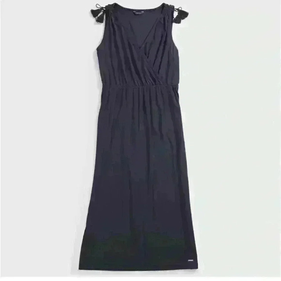 Nautica Navy Sleeveless Preppy Knit Midi Capsule Dress M Coastal Chic Minimalist - Picture 1 of 7